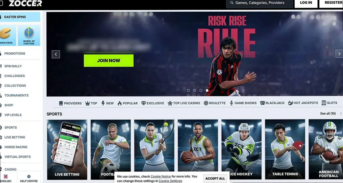 Zoccer Casino med sportsbook og casino integration